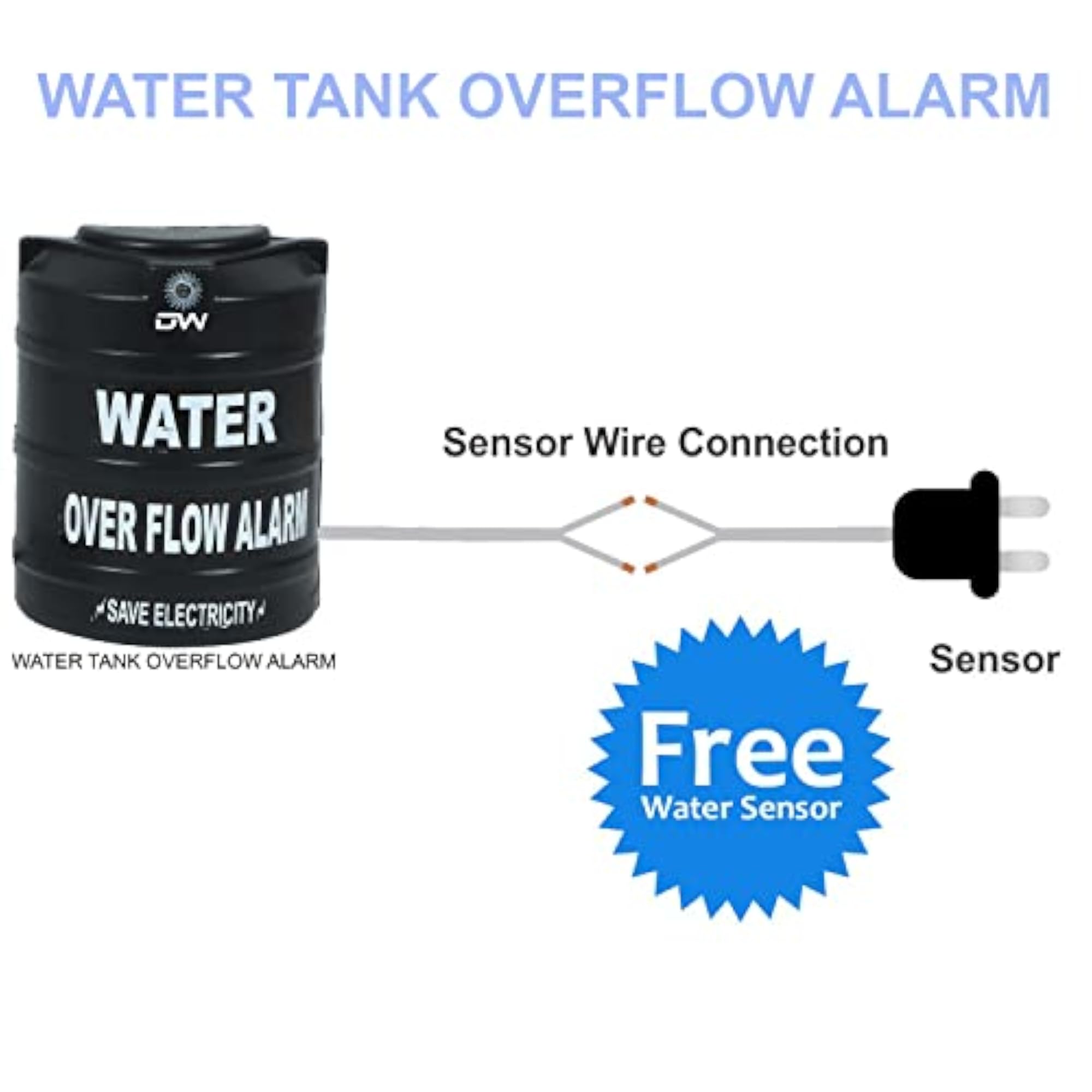 Water Tank Overflow Siren with Sensor and Voice Alert