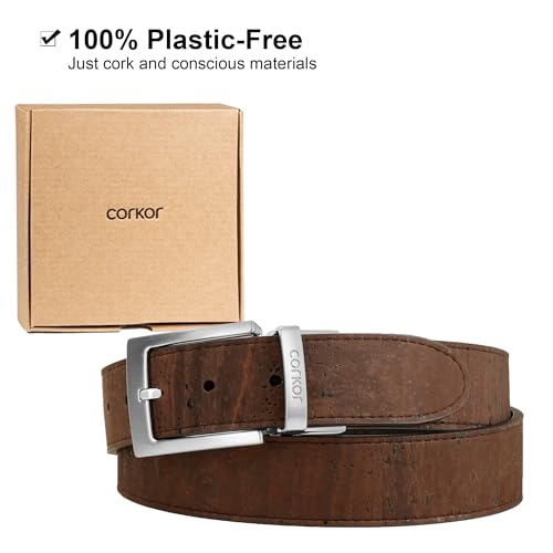 Cork Reversible Vegan Belt – Adjustable 1.37-Inch Wide Men's Dress & Casual Belt – Black & Brown, Water-Resistant4