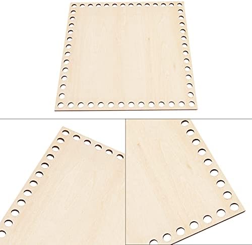 PandaHall 4 Sizes Wooden Basket Bottom Square Wood Base Bag Bottom Shaper for Knitting Crochet Basket Bag Yarn Weaving Crafts Making, 10/15/17/20cm, Hole: 8mm