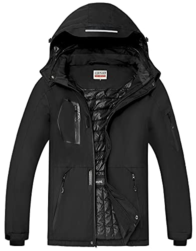 Wulful Men'S Waterproof Ski Jacket Warm Winter Snow Coat Mountain Windbreaker Hooded Raincoat cover