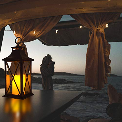 Yakii 14" Decorative Candle Lantern Led Flameless Candle Timer, Plastic Led Candle & Holder, Indoor & Outdoor Hanging Lights,Christmas Day Decoration Pack Of 6 (Antique Copper Brushed) #TOP7
