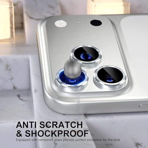 Image of Choiche Camera Lens Protector Compatible for iPhone 17 Pro / iPhone 17 Pro Max - 9H Tempered Glass Camera Cover with Metal Ring Decoration, Scratch-Resistant Screen Protector (Silver, HD Clarity, Easy Install)