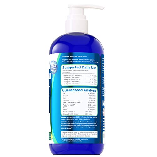 Wild Alaskan Salmon Oil for Dogs 32oz Pump Bottle: Omega 3 Fish Oil for Dogs & Cats, Reduces Shedding, Supports Skin, Coat, Joints, Heart, Brain, Immune System, 100% Pure Salmon Oil - That\'s All ! - Thumbnail 5