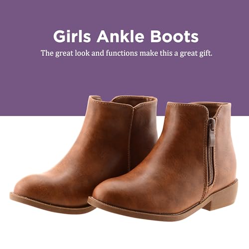 LseLom Girls Ankle Boots Low Heel Side Zipper Fall Winter Booties Outdoor Shoes for Little Kids/Big Kids2