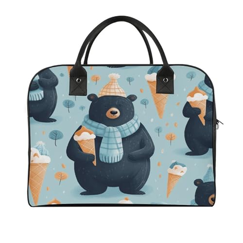 Winter Bear Ice Cream Laptop Tote Bag Casual Travel Handbag Multi Pocket Shoulder Bags for Work Travel