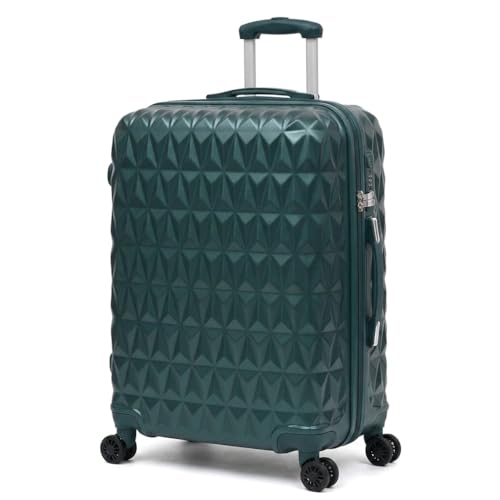 Image of CMY Suitcase Hard Shell / 4 Spinner Wheels/ABS Cabin and Hold Luggage/Combination Lock/Lightweight Approved for Most Airlines (Dark Green, 28)