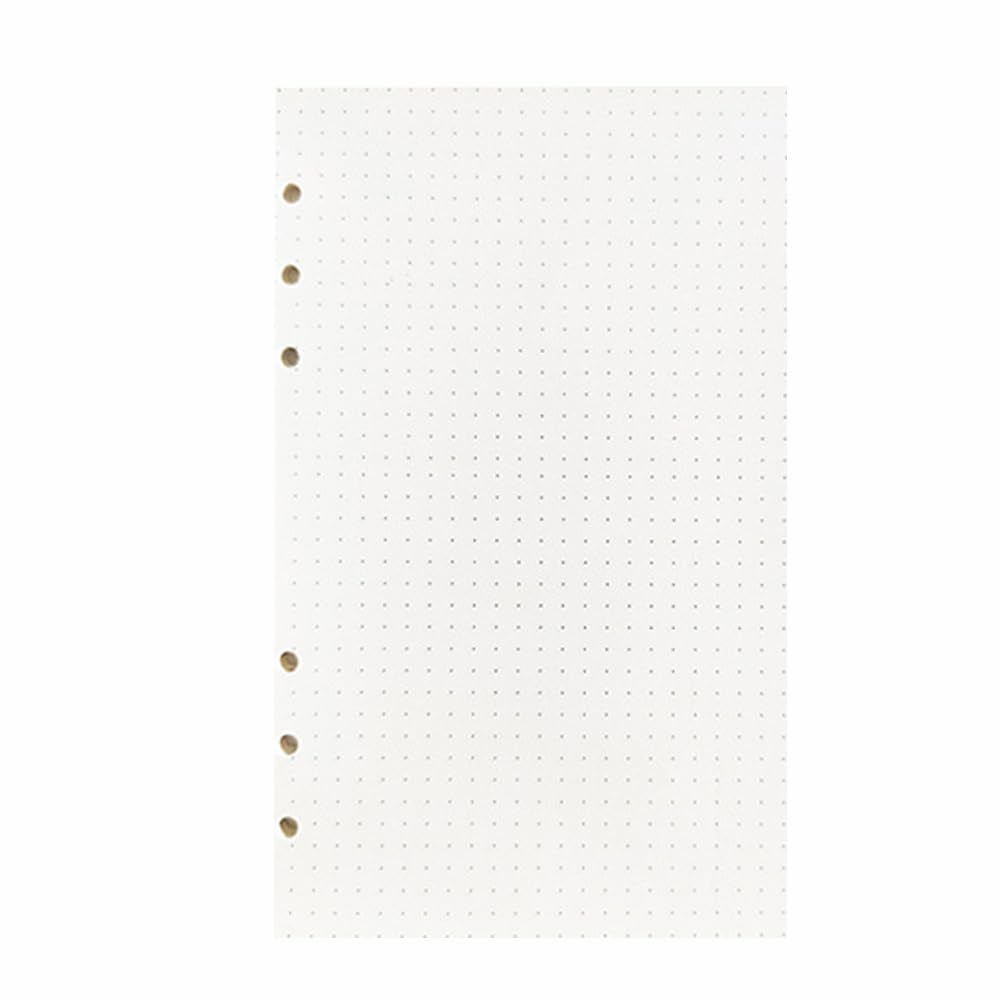 A6 Dot Grid 60 PCS Six Hole Replacement Core, PVC 6-Hole Loose Leaf, Refillable Design, Waterproof and Dustproof, for Students, Meeting Notebook Folder