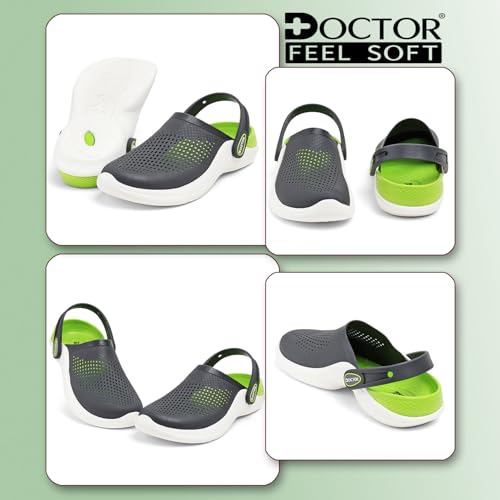Image of Men EVA Clogs with Adjustable Back Strap | Lightweight Cushioned Footbed | Anti-Slip Sole | Everyday Wear Indoor & Outdoor Sandals for Men