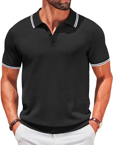 COOFANDY Men's Knit Polo Shirts Short Sleeve...
