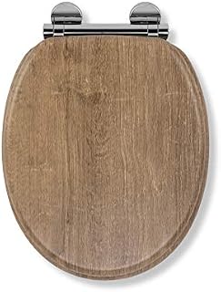 Croydex WL602086H Flexi-Fix Ontario Always Fits Never Slips Slow Close Anti Bacterial Toilet Seat, Wood, Teak Effect, 45 x 37.8 x 6 cm