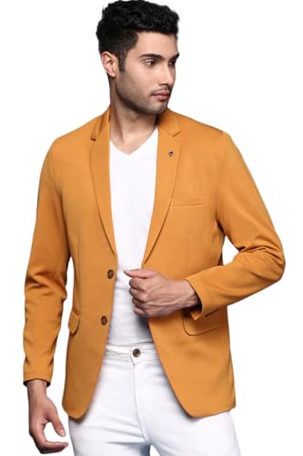 Image of SHOWOFFFF Men Solid Single Breasted Formal Blazer | Notched Lapel Full Sleeves Cotton Blazer for Mens | Slim Fit Regular Length Blazer for Men's