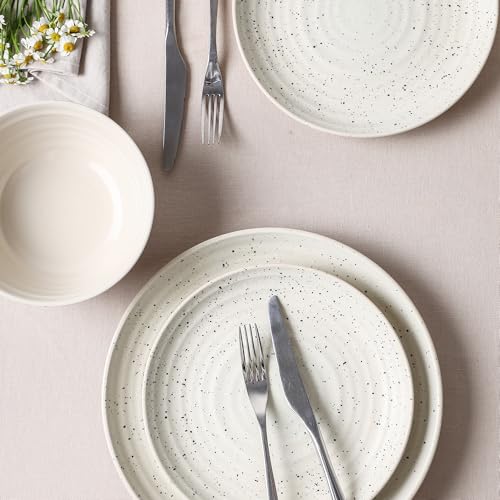 Stone Lain Dua 24-Piece Dinnerware Set Stoneware, Plate and Bowls Set, Dishwasher and Microwave Safe, Dish Set for 8, White by Stone Lain - Image 4