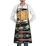 Schürze mit Stein- und Spa-Öl auf dem Holz in der Nähe eines Teiches, wasserdicht, Schürze mit Taschen für Zuhause, Restaurant, Handwerk, Garten, Grill, Schule, Kaffeehaus, Schürze für Männer und