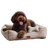 PESK Cama Perros Medianos 67x57x18cm con Hueso de Juguete, Acolchada Relleno de Fibras, Cama Perro Pequeño Lavable, Resistente Mordeduras, Camas Perros Medianos Antideslizante, Dog Bed