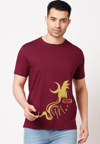 Image of Wear Your Opinion Men's S to 5XL Premium Combed Cotton Printed Half Sleeve T-Shirt (Design: Grunge Shiva)