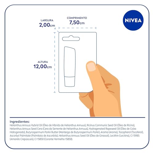 NIVEA Hidratante Labial Morango Shine 4,8g - Cuidado intensivo para seus lábios, hidratação prolonga