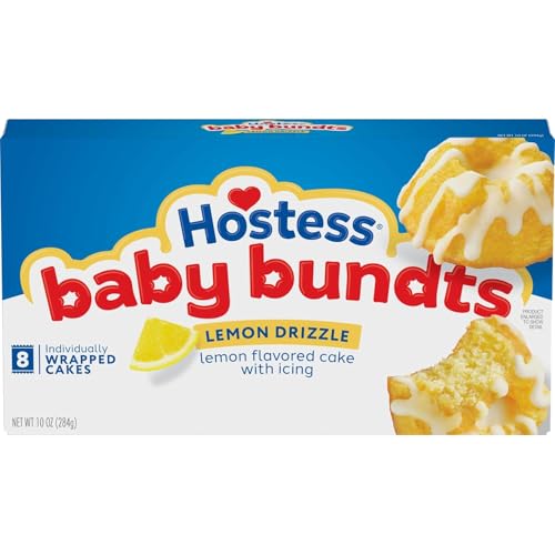 Hostass Baby Bundts, Lemon Drizzle Flavored Mini Cakes, 10 oz. Box, 8 Count