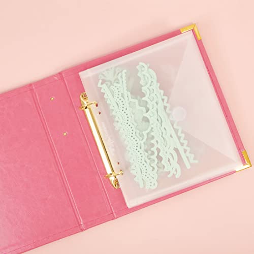 Image of Craftelier - Set of 5 Clear Plastic Envelopes with Closure | Compatible with Stamp and Die Organiser Case with 2 Ring System | Size Approx. 6 inch x 8 inch (15.24 x 20.32 cm)