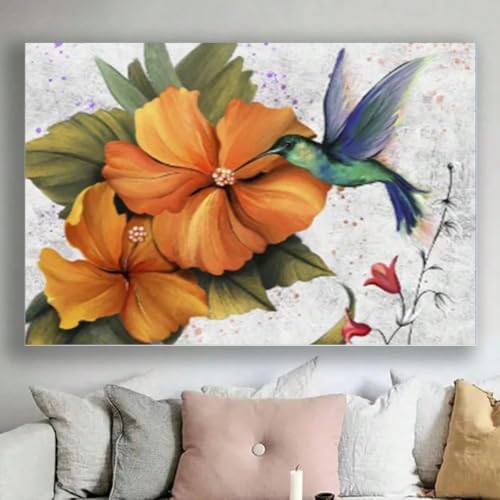 Tableau sur toile colibri avec cadre, idée cadeau idéale pour la décoration du bureau