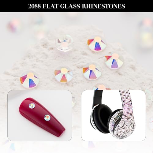 Image of Novani Transparent AB Rhinestones 1440pcs Flat Back Round Rhinestone Style 2088 Sparkly Crystal Gemstones for Nail Art and Crafting SS16,3.8-4.0mm