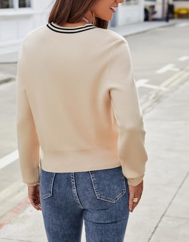 Image of Ladyful Cropped Cardigan Sweater for Women Open Front Knit Tweed Jacket Button Down Fall Work Sweater Top