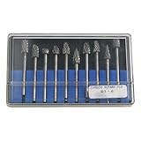 Hartmetall-Rotationsfeile, zum Schneiden von Holz, Stein, Stahl, Aluminium, Kunststoff, 3 mm Schaft, 10 Stück