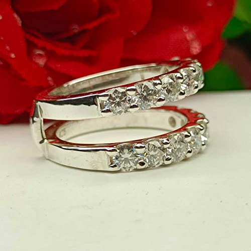 Ritzin Enhancer Round Brilliant Cut White Moissanite Diamond 925 Sterling Silver Ring Guard - 3 Mm (6) #TOP7