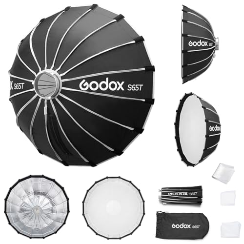 Godox Softbox Godox S65T 65cm/25.6in Quick Release Umbrella Softbox, Bowens Mount with Removable Front and Inner Diffusers for Photography, Live Streaming and Travel
