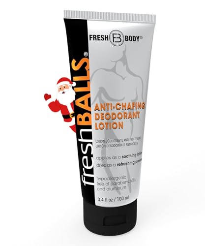 FRESH BALLS Lotion Anti-Chafing Cream Ball Deodorant for Men - Men's Anti-Chafe Lotion to Powder & Hygiene for Groin Area - Aluminum-Free, Talc-Free, 3.4 oz
