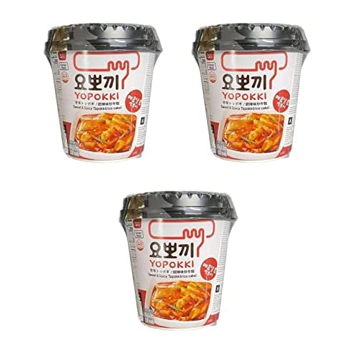 Topokki Pamai Pai® Dreierpack: 3 x 140g YOPOKKI Reiskuchen SWEET & SPICY Rice Cake Sauce