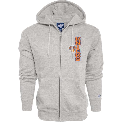 Blue 84 New York Knicks NBA Officially Licensed Full Zip Hooded Sweatshirt Iconic, Heather Gray, Small