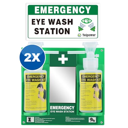 Douche oculaire d'urgence murale station de lavage des yeux portable pour atelier 2x473ml