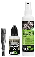 BIOLAB Scherkopf Reinigung & Pflege Set - Scherkopf-Öl (30 ml), Scherkopfreiniger Spray (100ml) + Reinigungsbürste für Rasierer, Haarschneider und Haarschneidemaschine