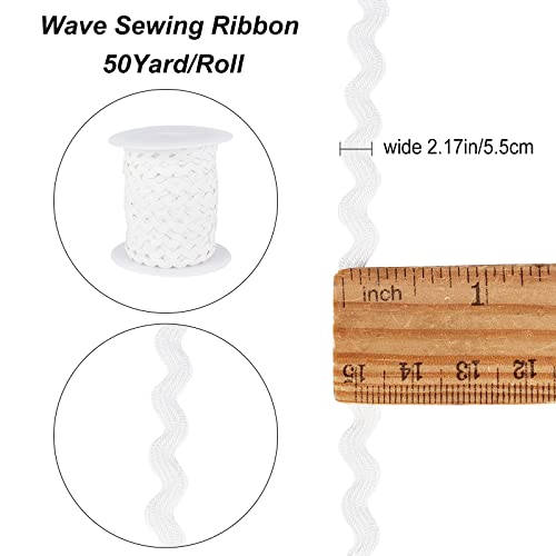 Gorgecraft 50Yard Rick Rack Trim Ribbon Wave Sewing Bending Fringe Trim 5.5Mm For Sewing Flower Making Wedding Party Lace Ribbon Craft (White) #TOP1