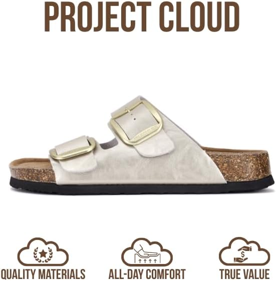 Project Cloud 100% Genuine Leather Flat Sandals for Women 2026 Comfortable Beach Essentials Womens Sandals Memory Foam Vacation Essentials Slides for Women Footwear (Santorini) - Image 4