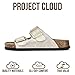 Project Cloud 100% Genuine Leather Flat Sandals for Women 2026 Comfortable Beach Essentials Womens Sandals Memory Foam Vacation Essentials Slides for Women Footwear (Santorini, Rosegold, 7.5)