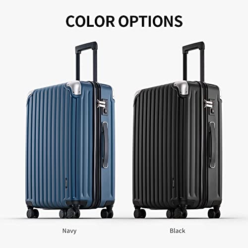 LEVEL8 Grace Carry On Luggage Set, ABS+PC Harshell Spinner Luggage with TSA Lock, Spinner Wheels - Black, 2-Peice Set(20/24)