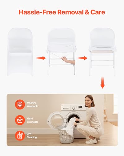 Image of VEVOR Chair Covers, Polyester Spandex Chair Cover, Stretch Slipcovers for Wedding Party Dining Banquet Flat-Front Chair Covers (White-c, 32PCS)