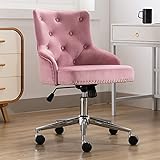 Irene House Modern Mid-Back Tufted Velvet Fabric Computer Desk Chair Swivel Adjustable Accent Home...