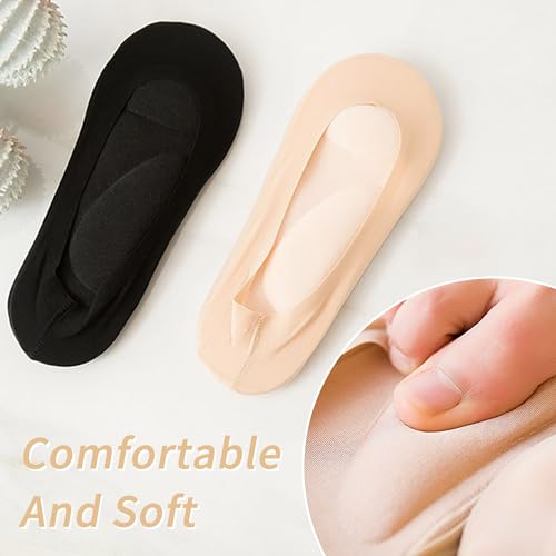 Keroius 2pairs 3D Ice Silk Arch Support Socks Women No Show Liner Socks Sponge Cushion Non Slip Socks for Woman and Girls