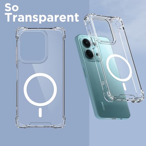 Image of Pikkme Back Cover for Redmi 15c 5G Mag-Safe Shockproof PC + TPU Protective Case Magnetic Support Bumper Case (Transparent Mag-Safe)