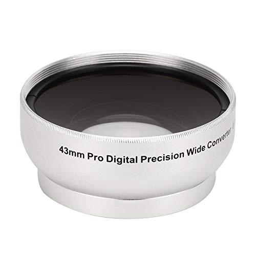 Obiettivo di Ingrandimento per Fotocamera 0,45X - Obiettivo Aggiuntivo con Ingrandimento Grandangolare - Lega di Alluminio + Vetro Ottico - per Obiettivi per Fotocamera da 43 Mm (Argento)