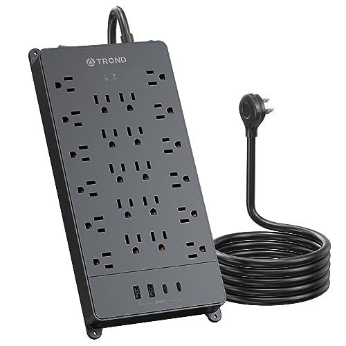 Image of TROND Surge Protector Power Strip 15ft, 4 USB Ports, 4000J, ETL Listed