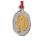  Holyart Medalla Bicolor de Lourdes con Hilo Rojo, Plata 800