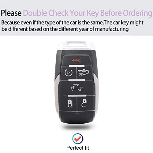 Cozla For Dodge Key Fob Cover With Keychain Tpu Car Key Case Holder 360 Degree Protection Compatible With 2019-2023 Dodge Ram 1500 2500 6 Buttons Smart Key (Gray) #TOP1