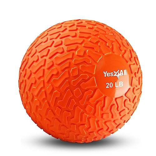 Yes4All 20 lbs Slam Ball for Strength, Power and Workout - Fitness Exercise Ball with Grip Tread...