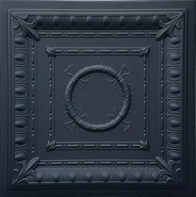 A La Maison Ceilings R47 Romanesque Foam Glue-up Ceiling Tile (129.6 sq. ft./Case), Pack of 48, Black Matte