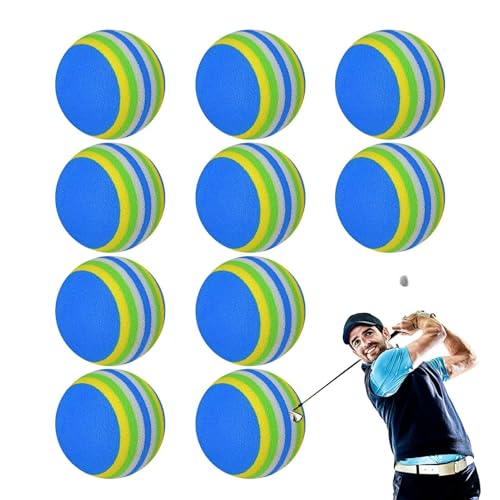 KJOET バックヤード用練習用ゴルフボール | 軽量スポンジボール 10個セット,初心者・シニア・ジュニア向け 屋内屋外 練習場 ウォームアップ補助具
