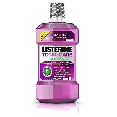 Listerine Total Care Anticavity Mouthwash, Fresh Mint - 33.8 Fl Oz (Pack of 2)