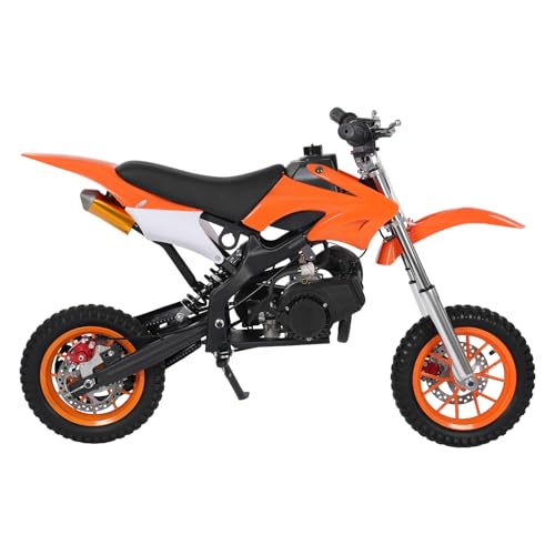 DIFU Mini Moto Cross Gasolina de 49 CCM Moto Gasolina Niño, Motor de 2 Tiempos de Motocross, hasta 50 km/h, máx. 80 kg, Frenos de Disco, Arranque de Tren Manual, depósito de 1,8 litros